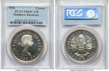 Elizabeth II Proof Crown 1953 PR65 Cameo PCGS, London mint, KM27. Mintage: 1,500. One year type. Birth of Cecil Rhodes Centennial. 

HID09801242017...