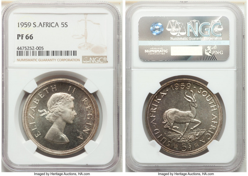 Elizabeth II Proof 5 Shillings 1959 PR66 NGC, Pretoria mint, KM52.

HID0980124...