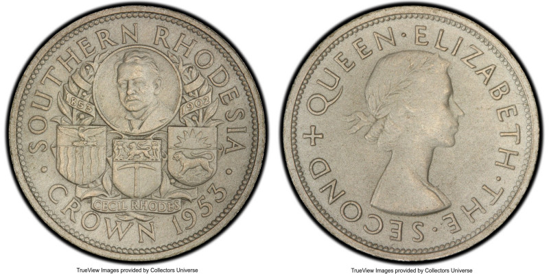 British Colony. Elizabeth II Matte Proof Crown 1953 PR64 PCGS, KM27. Birth of Ce...