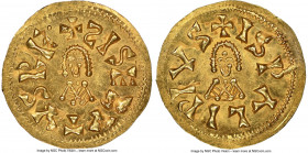 Visigoths. Sisebut gold Tremissis ND (612-621) MS64 NGC, Ispali mint, Miles-187g, CNV-219.40. 1.51gm. +ƧISEBVTVS RE •, facing bust / +ISPΛLI PIVS, fac...