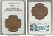 Republic 4 Centesimos 1869-H MS63 Red and Brown NGC, Heaton mint, KM13. One-year type. 

HID09801242017

© 2022 Heritage Auctions | All Rights Res...