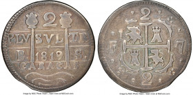 Caracas. Provincial 2 Reales 1819-BS VF Details (Cleaned) NGC, Caracas mint, KM-C6.1. Lion upper left. Royalist issue. 

HID09801242017

© 2022 He...