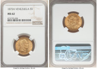 Republic gold 5 Venezolanos 1875-A MS62 NGC, Paris mint, KM-Y17. One year type. AGW 0.2334 oz. 

HID09801242017

© 2022 Heritage Auctions | All Ri...
