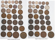 45-Piece Lot of Uncertified Assorted Issues, Unattributed lot of mixed silver and copper tokens and coins, including Canada, Great Britain, India, etc...