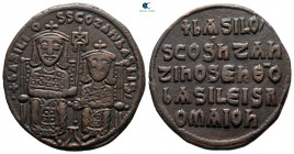 Basil I the Macedonian, with Constantine AD 867-886. Constantinople. Follis or 40 Nummi Æ