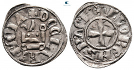 Principality of Achaea. Florent AD 1289-1297. Denier Tournois BI