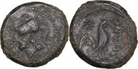 Greek Italy. Samnium, Southern Latium and Northern Campania, Teanum Sidicinum. AE. c. 265-250 BC. Obv. Head of Minerva left, wearing crested Corinthia...