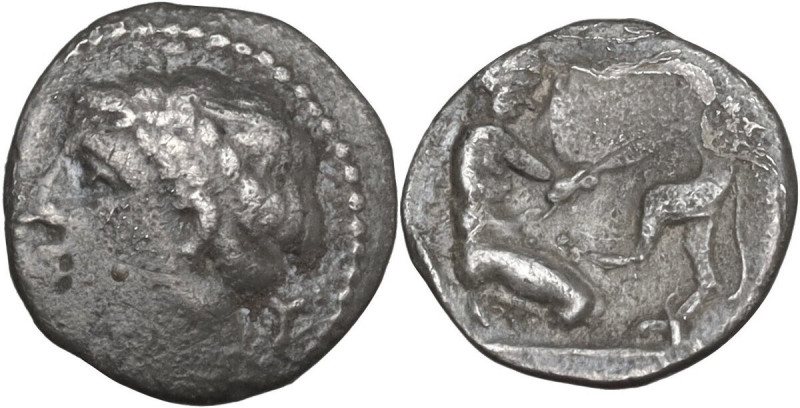 Greek Italy. Central and Southern Campania, Neapolis. AR Obol 10 mm. 320-300 BC....