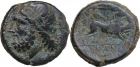 Greek Italy. Northern Apulia, Arpi. AE 22 mm, 325-275 BC. Obv. Head of Zeus left, laureate. Rev. Boar right; above, spear head. HN Italy 642. AE. 8.69...