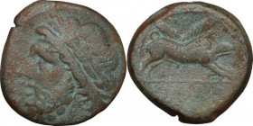 Greek Italy. Northern Apulia, Arpi. AE Unit, c. 275-250 BC. Obv. Head of Zeus left. Rev. Boar right. HN Italy 642. AE. 6.60 g. 20.00 mm.
