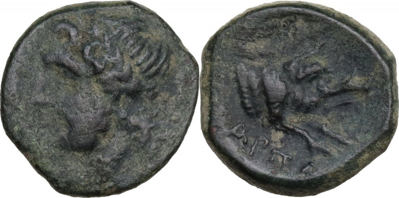 Greek Italy. Northern Apulia, Arpi. AE 15 mm, c. 325-275 BC. Obv. Laureate head ...