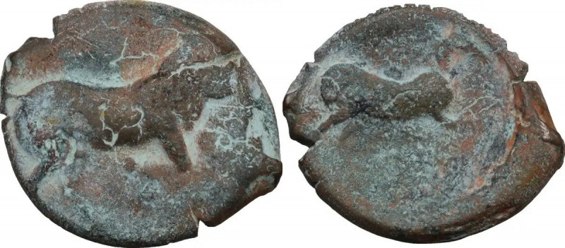 Greek Italy. Northern Apulia, Arpi. AE Unit, c. 275-250 BC. Obv. Bull right. Rev...