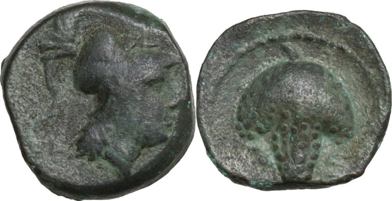 Greek Italy. Northern Apulia, Arpi. AE. 215-212 BC. Obv. Head of Athena right wi...