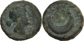 Greek Italy. Northern Apulia, Luceria. AE Semuncia, c. 211-200 BC. Obv. Head of Diana right. Rev. Crescent. HN Italy 683. AE. 2.40 g. 12.50 mm. R. Rar...