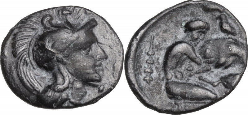 Greek Italy. Southern Apulia, Tarentum. AR Diobol, 380-325 BC. Obv. Head of Athe...