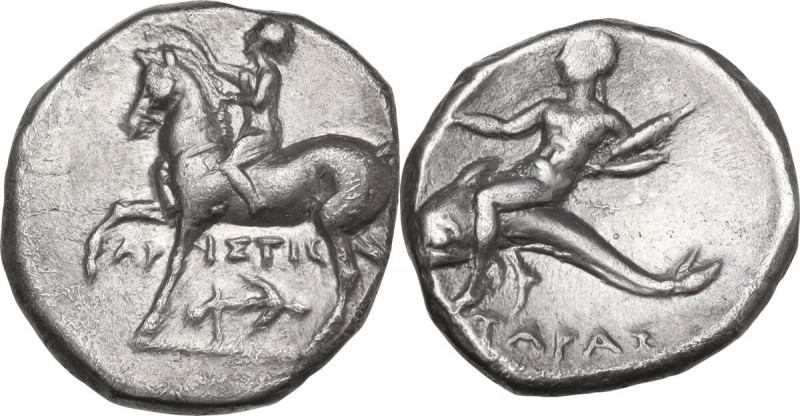 Greek Italy. Southern Apulia, Tarentum. AR Nomos, c. 272-240 BC. Aristis, magist...