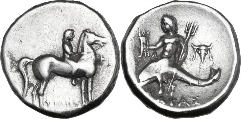 Greek Italy. Southern Apulia, Tarentum. AR Nomos, c. 272-240 BC. Phi- and Philem...
