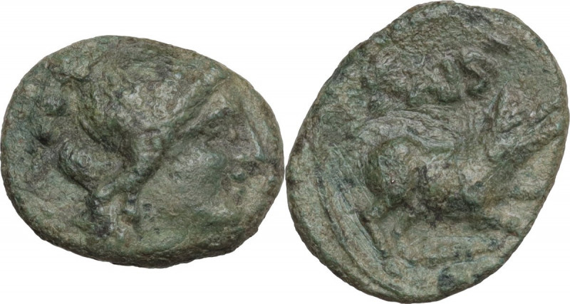 Greek Italy. Northern Lucania, Paestum. AE Sextans, Second Punic War, 218-201 BC...