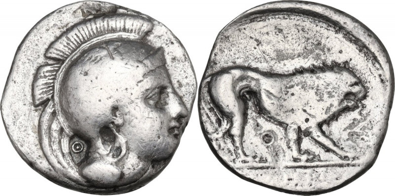 Greek Italy. Northern Lucania, Velia. AR Didrachm, c. 390-250 BC. Obv. Head of A...