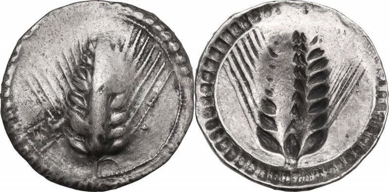 Greek Italy. Southern Lucania, Metapontum. AR Nomos, c. 540-510 BC. Obv. Ear of ...