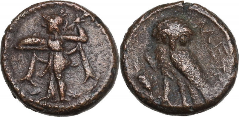 Greek Italy. Southern Lucania, Metapontum. AE 13mm, 300-250 BC. Obv. Athena Alki...