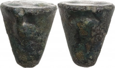 Sicily. Akragas. AE Cast Hexas or Dionkion, c. 450-430 BC. Obv. On the cone : Sea-eagle standing left with closed wings / Crab. Rev. Two pellets on ba...