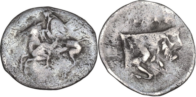 Sicily. Gela. AR Litra, c. 430-425 BC. Obv. Warrior horseback, left. Rev. Forepa...