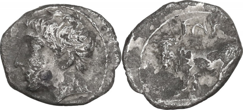 Sicily. Panormos. AR Litra, c. 400-380 BC. Obv. Youthful male head left. Rev. Ma...