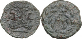 Sicily. Panormos. Under Roman Rule. AE As, after 212 BC. Obv. Laureate head of Janus. Rev. Monogram PAL within laurel-wreath. CNS I 71 (Panormus); HGC...