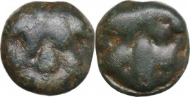 Sicily. Selinos. AE Cast Trias, c. 450-440 BC. Obv. Gorgoneion. Rev. Gorgoneion. HGC 2 1231; CNS I 2. AE. 13.41 g. 22.00 mm. R. About VF.
