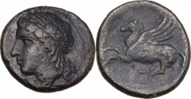 Sicily. Syracuse. Agathokles (317-289 BC). AE 19 mm. c. 310-305 BC. Obv. Laureate head of Apollo, left. Rev. Pegasos flying, left. HGC 2 1486. AE. 4.7...