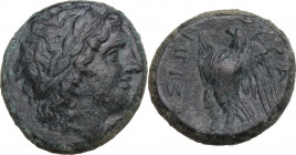 Sicily. Syracuse. Hiketas (287-278 BC). AE 20 mm. Obv. Head of Zeus Hellanios right. Rev. Eagle left. HGC 2 1449. AE. 7.20 g. 20.00 mm. Good VF.