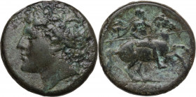 Sicily. Syracuse. Hieron II (274-215 BC). AE 26 mm. c. 240-215 BC. Obv. Head left, diademed. Rev. Horseman right. CNS II 195; HGC 2 1547. AE. 17.20 g....