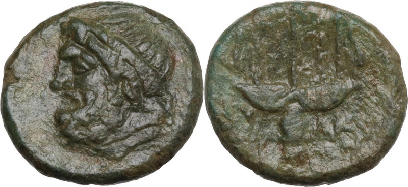 Sicily. Syracuse. Fifth Democracy (214-212 BC). AE 14 mm. Obv. Head of Poseidon ...