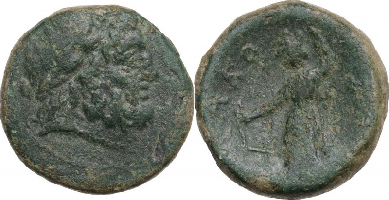Sicily. Syracuse. Under Roman Rule. AE 19.5 mm, after 212 BC. Obv. Head of Zeus ...