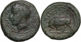 Sicily. Tauromenion. AE Litra, c. 357-305 BC. Obv. Laureate head of Apollo Archegetes left. Rev. Bull butting left. HGC 2 1583; CNS III 2. AE. 6.00 g....