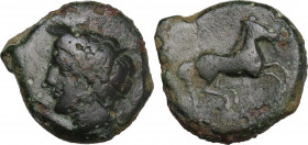 Punic Sardinia. AE Unit, c. 375-350 BC. Obv. Wreathed head of Triptolemos left. Rev. Rearing horse right. Lulliri pl. 23, 446-453; SNG Cop. 1023/4 (Si...