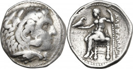 Continental Greece. Kings of Macedon. Alexander III 'the Great' (336-323 BC). AR Tetradrachm. Ake mint. Obv. Head of Herakles right, wearing lion skin...