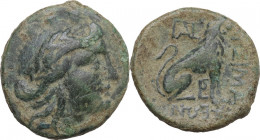 Continental Greece. Thrace, Lysimacheia. AE 19 mm, 196-190 BC. Obv. Laureate head of Apollo right. Rev. Lion seated right. SNG Cop. 909-913. AE. 5.11 ...