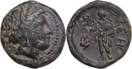 Continental Greece. Thrace, Sestos. AE 17 mm, c 300 BC. Obv. Wreathed head of Persephone right. Rev. Hermes standing left, holding kerykeion; amphora ...