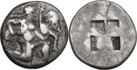 Continental Greece. Islands off Thrace, Thasos. AR Drachm, 500-463 BC. Obv. Satyr carrying off a nymph. Rev. Incuse square. HGC 6 332; SNG Fitzwilliam...