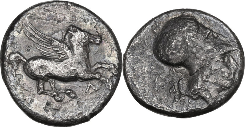 Continental Greece. Akarnania, Leukas. AR Stater, c. 320-280 BC. Obv. Pegasos fl...
