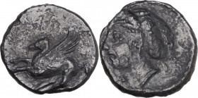 Continental Greece. Corinthia, Corinth. AR Drachm 15,50 mm. c. 350-300 BC. Obv. Pegasos flying, left. Rev. Head of Aphrodite, left. SNG Cop. 136. AR. ...