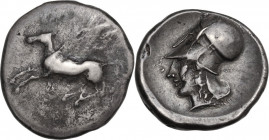 Continental Greece. Corinthia, Corinth. AR Stater 22 mm. c. 285-146 BC. Obv. Pegasos flying, left. Rev. Helmeted head of Athena, left. HGC 4 1848. AR....