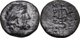 Greek Asia. Mysia, Pergamon. AE 16 mm. c. 200 BC. Obv. Laureate head of Asklepios right. Rev. Serpent entwined around staff of Asklepios. SNG Tanrikul...