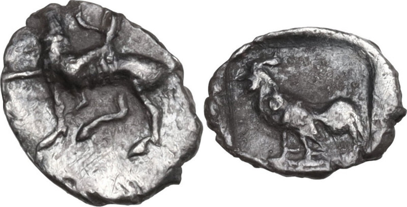 Greek Asia. Troas, Dardanos. AR Hemiobol, late 5th century BC. Obv. Horseman lef...