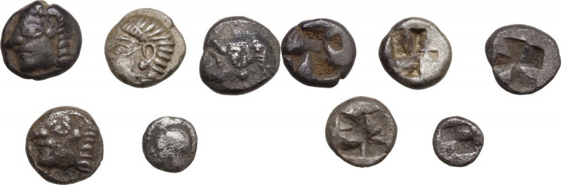 Greek Asia. Ionia, uncertain mint. Lot of 5 AR Fractions, 530-500 BC. Obv. Archa...