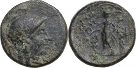 Greek Asia. Seleucid Kings. Seleukos II Kallinikos (265-226 BC). AE 12,50 mm. Obv. Athena head, right. Rev. Apollo Delphios standing, left. AE. 4.30 g...