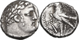 Greek Asia. Phoenicia, Tyre. AR Shekel. Dated CY 161 (AD 35/36). Obv. Laureate head of Melkart right. Rev. Eagle standing left on prow; palm frond in ...