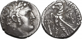 Greek Asia. Phoenicia, Tyre. AR Shekel. Dated CY 168 (AD 42/43). Obv. Laureate head of Melkart right. Rev. Eagle standing left on prow; palm frond in ...